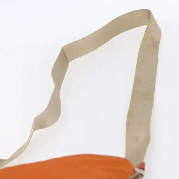 PRADA Shoulder Bag Nylon Orange Silver Auth 152258